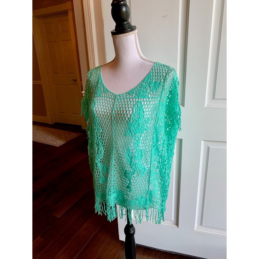Mint Green Y2k Macrame Fringed Top One Size - image 2